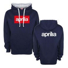 PÁNSKÁ MIKINA S KAPUCÍ A MOTIVEM APRILIA - TMAVĚ MODRÁ