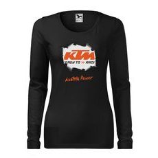 DÁMSKÉ TRIKO S DLOUHÝM RUKÁVEM S MOTIVEM KTM AUSTRIA POWER - ČERNÉ