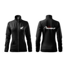 DÁMSKÁ MIKINA NA ZIP S MOTIVEM HONDA TRANSALP - ČERNÁ