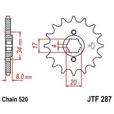 ŘETĚZOVÉ KOLEČKO JT JTF 287-15 15 ZUBŮ, 520