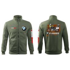 PÁNSKÁ MIKINA NA ZIP S MOTIVEM BMW R 1200 GS - KHAKI