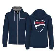 PÁNSKÁ MIKINA NA ZIP S KAPUCÍ A MOTIVEM DUCATI - TMAVĚ MODRÁ