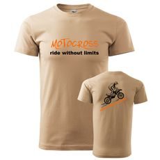 PÁNSKÉ TRIKO S MOTIVEM MOTOCROSS RIDE WITHOUT LIMITS - PÍSKOVÉ
