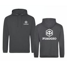 PÁNSKÁ MIKINA S KAPUCÍ A MOTIVEM PIAGGIO 1 - ŠEDÁ