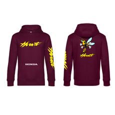 PÁNSKÁ MIKINA S KAPUCÍ A MOTIVEM HONDA HORNET - VÍNOVÁ