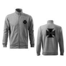 PÁNSKÁ MIKINA NA ZIP S MOTIVEM CHOPPERS - ŠEDÁ