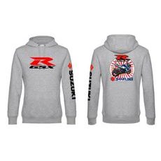 DÁMSKÁ MIKINA S KAPUCÍ A MOTIVEM SUZUKI GSXR - SVĚTLE ŠEDÁ