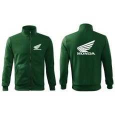 PÁNSKÁ MIKINA NA ZIP S MOTIVEM HONDA - ZELENÁ