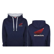 PÁNSKÁ MIKINA S KAPUCÍ A MOTIVEM HONDA - MODRÁ