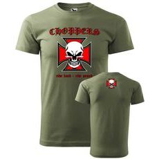 PÁNSKÉ TRIKO S MOTIVEM CHOPPERS RIDE LOUD - KHAKI