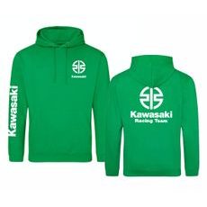 PÁNSKÁ MIKINA S KAPUCÍ A MOTIVEM KAWASAKI RACING TEAM - ZELENÁ
