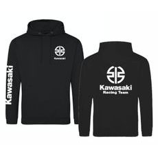 PÁNSKÁ MIKINA S KAPUCÍ A MOTIVEM KAWASAKI RACING TEAM - ČERNÁ
