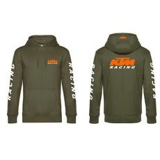 PÁNSKÁ MIKINA S KAPUCÍ A MOTIVEM KTM RACING 2 - KHAKI