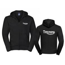 PÁNSKÁ MIKINA NA ZIP S KAPUCÍ A MOTIVEM TRIUMPH - ČERNÁ