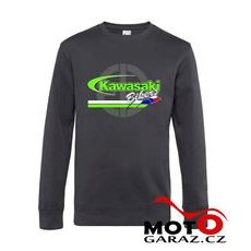 PÁNSKÁ KLUBOVÁ MIKINA KAWASAKI BIKERS CZ - TMAVĚ ŠEDÁ