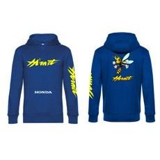 PÁNSKÁ MIKINA S KAPUCÍ A MOTIVEM HONDA HORNET - KRÁLOVSKY MODRÁ