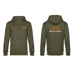 PÁNSKÁ MIKINA S KAPUCÍ A MOTIVEM KTM RACING 3 - KHAKI