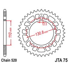 HLINÍKOVÁ ŘETĚZOVÁ ROZETA JT JTA 75-46BLK 41 ZUBŮ, 520 ČERNÁ