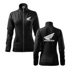 DÁMSKÁ MIKINA NA ZIP S MOTIVEM HONDA - ČERNÁ