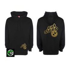 PÁNSKÁ MIKINA S KAPUCÍ A MOTIVEM BMW EAT SLEEP - ČERNÁ