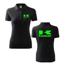 DÁMSKÉ POLO S MOTIVEM KAWASAKI 1 - ČERNÉ