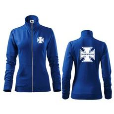 DÁMSKÁ MIKINA NA ZIP S MOTIVEM CHOPPERS - KRÁLOVSKY MODRÁ