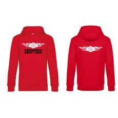 PÁNSKÁ MIKINA S KAPUCÍ A MOTIVEM CHOPPERS FLAMES - ČERVENÁ