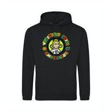 PÁNSKÁ MIKINA S KAPUCÍ A MOTIVEM VALENTINO ROSSI - ČERNÁ