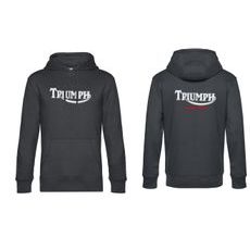 PÁNSKÁ MIKINA S KAPUCÍ A MOTIVEM TRIUMPH - TMAVĚ ŠEDÁ