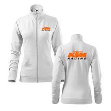 DÁMSKÁ MIKINA NA ZIP S MOTIVEM KTM RACING - BÍLÁ