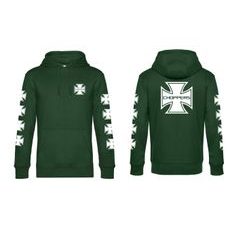 PÁNSKÁ MIKINA S KAPUCÍ A MOTIVEM CHOPPERS - ZELENÁ