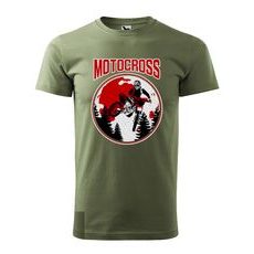 PÁNSKÉ TRIKO S MOTIVEM MOTOCROSS JUMP - KHAKI