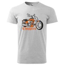 PÁNSKÉ TRIKO S MOTIVEM CHOPPERS BIKE - SVĚTLE ŠEDÉ