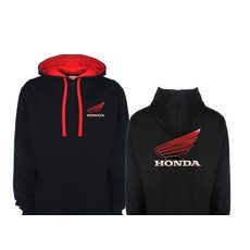 PÁNSKÁ MIKINA S KAPUCÍ A MOTIVEM HONDA - ČERNÁ