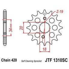 ŘETĚZOVÉ KOLEČKO JT JTF 1310-15SC 15 ZUBŮ, 420 SAMOČISTÍCÍ, NÍZKÁ HMOTNOST