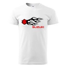 PÁNSKÉ TRIKO S MOTIVEM SUZUKI FLAMES - BÍLÉ