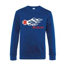PÁNSKÁ MIKINA S MOTIVEM SUZUKI FLAMES - KRÁLOVSKY MODRÁ