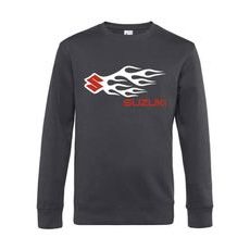 PÁNSKÁ MIKINA S MOTIVEM SUZUKI FLAMES - TMAVĚ ŠEDÁ