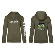 DÁMSKÁ MIKINA S KAPUCÍ A MOTIVEM KAWASAKI NINJA - KHAKI
