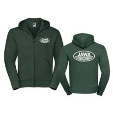 PÁNSKÁ MIKINA NA ZIP S KAPUCÍ A MOTIVEM JAWA - ZELENÁ