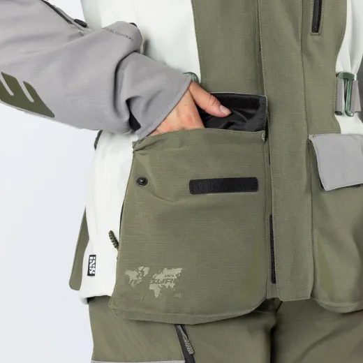 DÁMSKÁ BUNDA S LAMINOVANOU MEMBRÁNOU IXS VENTURE-STX 1.0 X2-011605 SVĚTLE ŠEDÁ-OLIVOVÁ