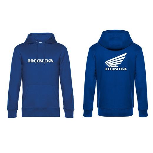 PÁNSKÁ MIKINA S KAPUCÍ A MOTIVEM HONDA 3 - KRÁLOVSKY MODRÁ
