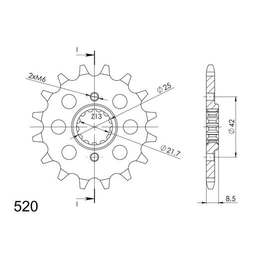 ŘETĚZOVÉ KOLEČKO SUPERSPROX CST-516:16 16 ZUBŮ, 520