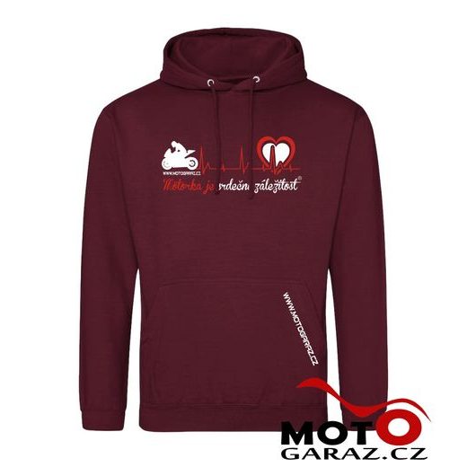 MIKINA S KAPUCÍ MOTORKA JE SRDEČNÍ ZÁLEŽITOST VÍNOVÁ PÁNSKÁ (2)
