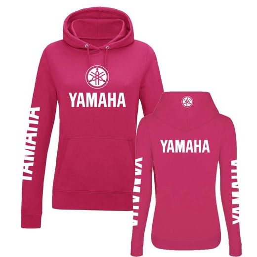 DÁMSKÁ MIKINA S KAPUCÍ A MOTIVEM YAMAHA 1 - TMAVĚ RŮŽOVÁ