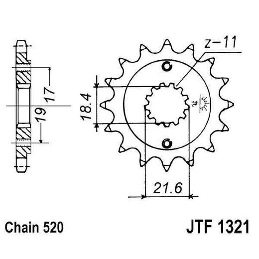 ŘETĚZOVÉ KOLEČKO JT JTF 737-15 15 ZUBŮ, 520