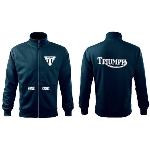 PÁNSKÁ MIKINA NA ZIP S MOTIVEM TRIUMPH - TMAVĚ MODRÁ