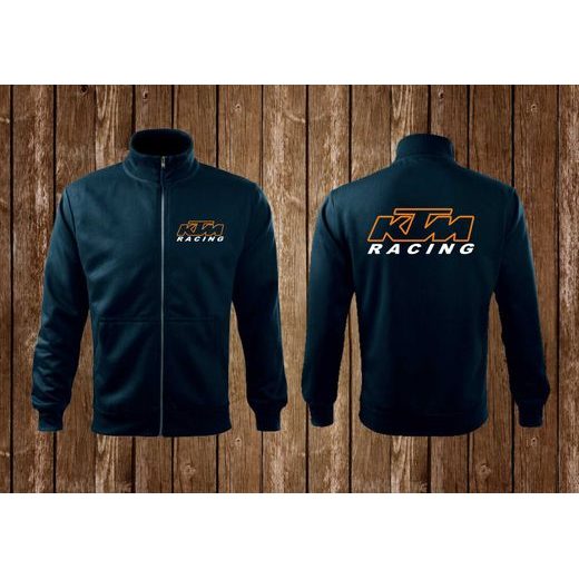 PÁNSKÁ MIKINA NA ZIP S MOTIVEM KTM RACING 1 - TMAVĚ MODRÁ