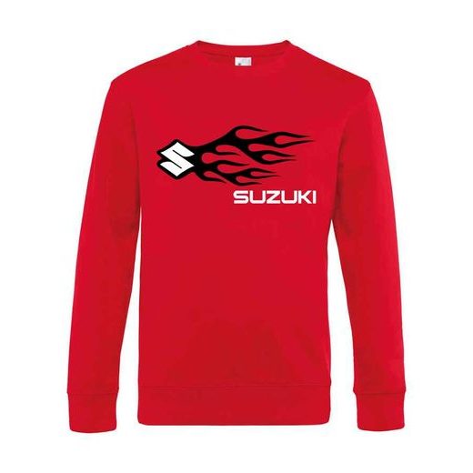 PÁNSKÁ MIKINA S MOTIVEM SUZUKI FLAMES - ČERVENÁ