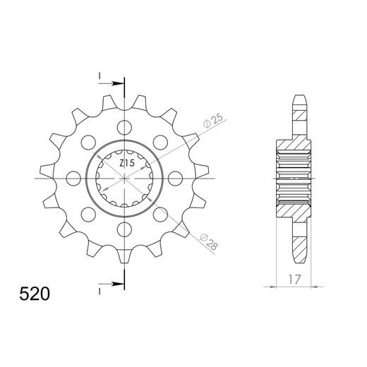 ŘETĚZOVÉ KOLEČKO SUPERSPROX CST-5054_520:15 15 ZUBŮ, 520